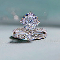 wholesale Metal Material: 925 Sterling Silver Zoe Fan European and American New 8*8 Fat Square Set High Carbon Diamond Powder Pink Diamond Women's Ring Design Ring for Women-R212 White Diamond No.9