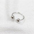 wholesale S925 Sterling Silver Korean Style Fashionable Minimalist Smooth Double Bead Open Joint Ring-0-1
