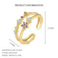wholesale S925 Sterling Silver French Floral Ring For Women, Luxury Adjustable Open Band With Colorful Zircon-0-2