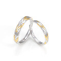 wholesale S925 Sterling Silver Wheat Couple Rings, Forest-StyleRings, Light Luxury Two-Tone Adjustable Finger Ring forGift-0-4