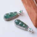 wholesale S925 Silver Inlaid Factory Wholesale New Natural Jadeite A-Grade Ice-Type Blue Water Four-Season Bean Lucky Bean Pendant for Gift-0-0