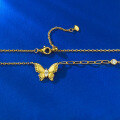 wholesale S925 Gold-Plated Silver Vintage Plant-Inspired Brushed Dreamy Butterfly Necklace, Fashionable and Versatile with a High-End Feel-0-3