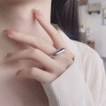 wholesale S925 Silver Korean Style Minimalist Oval Geometric Design Fashion Versatile Open Ring-0-3