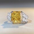 wholesale S925 Sterling Silver New Women's Original Design Fashion European and American Style Yellow Diamond Radiant Cut Ring Wholesale-0-3