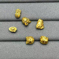 wholesale Gold-plated S925 ancient silver engraved Thangka Malhabu Pixiu cat spacer beads for DIY beading and braiding accessories-0-0