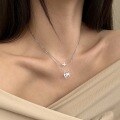 wholesale S925 Sterling Silver Women's Light Luxury High-end Small Airplane Earth Pendant Double-layer Chain Stylish Ins-style Necklace-0-3