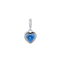 wholesale 925 Sterling Silver Women's Zodiac Birthstone Heart Necklace, Ins Style, Versatile Diy Pendant, Ready Stock Wholesale-A2387-Spindle Light Blue Single Pendant 925 Silver