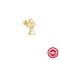 wholesale S925 Sterling Silver Diamond-Studded Gold-Plated Ball Threaded Ear Cuff with Chain Fringe-0-5