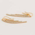 wholesale S925 silver plated with 14K gold and white zirconia chain clip-on earrings, wholesale jewelry-0-1