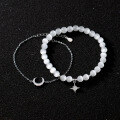 wholesale S925 silver alloy cat's eye stone bracelet star and moon elastic rope jewelry with diamond inlay S3952-0-1