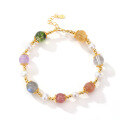 wholesale 925 Silver New Chinese-style Multicolored Stone Beaded Bracelet for Women, Ins Niche Design Sweet Hand Chain Trendy Bestie Jewelry-0-4