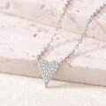 wholesale S925 Silver Pointed Heart Necklace for Women with Micro-Inlaid Design, Simple Collarbone Chain, Bestseller on Independent Sites-0-2