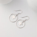 wholesale S925 Sterling Silver Minimalist Five-Point Star Hoop Earrings for Women, Light Luxury Small Hook Earrings with Unique Design-0-3