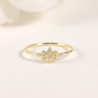 wholesale S925 sterling silver ins-style floral ring with moissanite, Golden Dawn series, exquisite women's jewelry, cross-border-Moissanite Ring  US size 7 (domestic size 15)