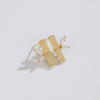 wholesale 925 Sterling Silver Hetian Jade Bamboo Ear Studs Vintage Minimalist Style Small Design High-End Earrings New Collection-Hetian jade earrings gold&gt;925 silver