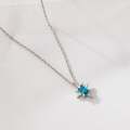 wholesale S925 Sterling Silver Mini Pendant Necklace Sweet Ins Style Small Sky Blue Diamond Eight-Pointed Star Necklace Y02080-0-4