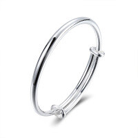wholesale 999 solid silver polished round rod push-pull solid bracelet, women's fashionable holiday gift wholesale-SZ000052-1 (25g)