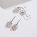 wholesale S925 Sterling Silver Cross-Border New Accessory Pink Diamond Earrings Ice-Cut High Carbon Diamond Stud Earrings for Women, European and American Style-0-1