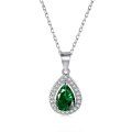 wholesale S925 Sterling Silver Pear-Shaped Color Zircon Necklace, Women's Internet-Famous High-End Exquisite Necklace Jewelry, Ready-to-Ship Gift Wholesale-0-8
