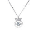 wholesale S925 Sterling Silver Maker Crown Dynamic Necklace, Fashionable Korean and Japanese Style Minimalist Single Diamond Jumping Heart Elegant Collarbone Chain-0-4