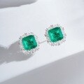 wholesale S925 Sterling Silver Earrings for Women, Fully Paved with Zircon and Emerald Inclusions, Banquet Set Earrings, Direct from Manufacturer-0-0