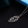 wholesale S925 silver gold-plated hollow tulip floral pendant, fashionable and elegant lace necklace-0-3