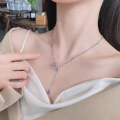 wholesale S925 Sterling Silver Creative Bow Knot with Three-Color Zirconia Tassel Necklace, Super Fairy Design Sense Sweet and Cool Style Necklace-0-1