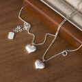 wholesale 925 Sterling Silver Trendy Ins Style Blogger's Same Small Fashionable Love Heart Wire Drawing Beaded Necklace Y01519-0-3