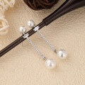 wholesale S925 Silver Elegant Pearl Silver Jewelry Long Zircon Shell Pearl Earrings for Women-0-1