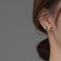 wholesale S925 silver black gold-edged bow ear studs cute girl commuting sweet ear accessories M02385-0-1