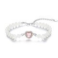 wholesale Metal material, cross-border new pink love natural pink crystal bracelet, luxury fashion versatile pearl hand string jewelry women's wholesale-0-5