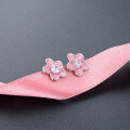 wholesale S925 Sterling Silver Korean Fashion Niche Design Sweet Floral Stud Earrings with Zirconia and Drip Enamel-0-1