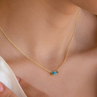 wholesale 925 Sterling Silver Exquisite and Elegant Square Birthstone Necklace, a Popular Best-Seller in Europe and America The Perfect Birthstone Gift for Girlfriends-Rose gold