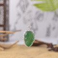 wholesale S925 Silver Wholesale New Chinese Style Inlaid Natural Chalcedony Tree Leaf Pendant Agate Jade Color National Wind Jade Women's Style-0-0