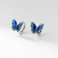 wholesale S925 Sterling Silver Vintage Blue Resin Butterfly Ear Clips with Design Sense for Women M06684-0-0