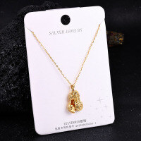 S925 Sterling Silver K Gold Pendant Necklace with Gourd and Plain Pi-S925 Sterling Silver YD2-0063BJ 925 Silver