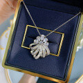 wholesale S925 Silver Simulation Diamond Pendant for Women, Elegant Three-Dimensional Flower with High-End Design and Unique Necklace-0-3