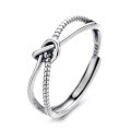 wholesale S925 Sterling Silver Korean Dongdaemun Retro Style Knot/Multi-Layer Cross Wrap Adjustable Ring for Women-0-4