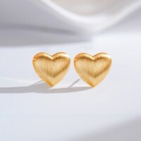 24K Gold-Plated Silver Needle Hand-Filigree Retro Vintage Ins Style Minimalist Earring Wholesale-Heart-shaped - ED217-T