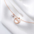 wholesale S925 silver women's fashionable and elegant round shell single diamond dolphin necklace D7385-0-2