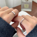 wholesale S925 Sterling Silver Minimalist Fingerprint Love Couple Ring, Fashionable and High-End Emotion R01855-0-1