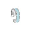 wholesale S925 Sterling Silver Korean Minimalist Ins Irregular Luxury Blue Drip Glaze Zircon Ring for Women-0-5