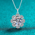 S925 Sterling Silver Moissanite Sunflower Necklace-0-4