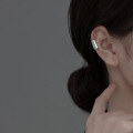 wholesale Metal S925 silver textured glossy surface ear clip Korean version women's no-piercing wide surface ear cuff earrings G6957-0-3