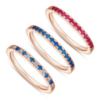 wholesale S925 Sterling Silver Single Row Half Eternity Ring with Rose Gold Plating and Blue Zircon for Women-White gold blue zircon US size 6#
