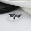wholesale S925 Sterling Silver Vintage Retro Creative Pattern Figure-8 Cross Ring Ethnic Fashion Index Finger Ring-0-1