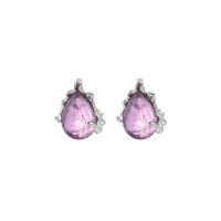 wholesale S925 Sterling Silver Small Niche Original Earring Ins High-end Crystal Inlaid Geometric Waterdrop Design Ear Studs for Women-Amethyst platinum [with sterling silver ear plugs] &gt; 925 silver