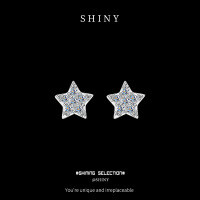 S925 Sterling Silver Small Asymmetric Star Bow Earrings-S925 Sterling Silver  925 Silver