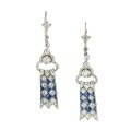 wholesale 925 Silver Gold-Plated Earrings with High Carbon Diamond Royal Blue Art Deco Vintage Adjustable Unisex Dangle Earrings-0-4