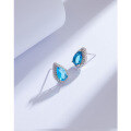 wholesale 925 Sterling Silver Minimalist Waterdrop Flash Blue Zircon Stud Earrings, Small and Unique Design, Luxurious and Sophisticated Earrings for Women-0-2